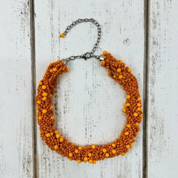 Women’s Jewelry Chunky Bead Necklace Orange - Picture 3 of 8